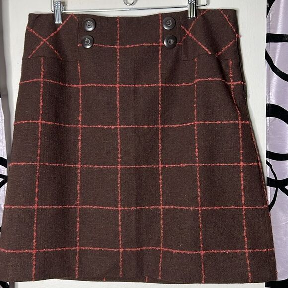 Cato Brown and salmon plaid skirt 16 - Picture 2 of 9